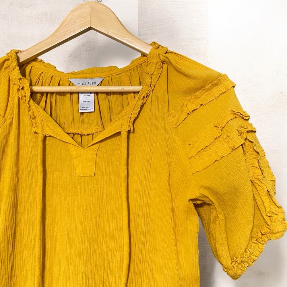 Multiples Cotton Ruffle Sleeve Blouse